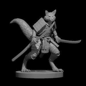 Kistune Adventurer | Foxfolk | DnD 5e Tabletop Mini | 28mm