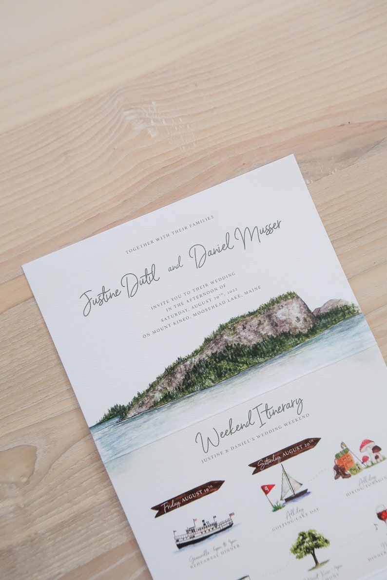 Quadfold Custom Watercolor Wedding Invitations Etsy