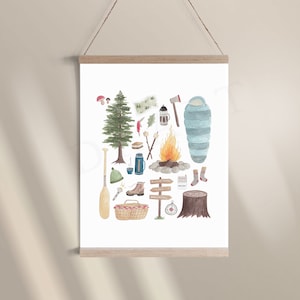 Camping Illustration - Outdoor Watercolor