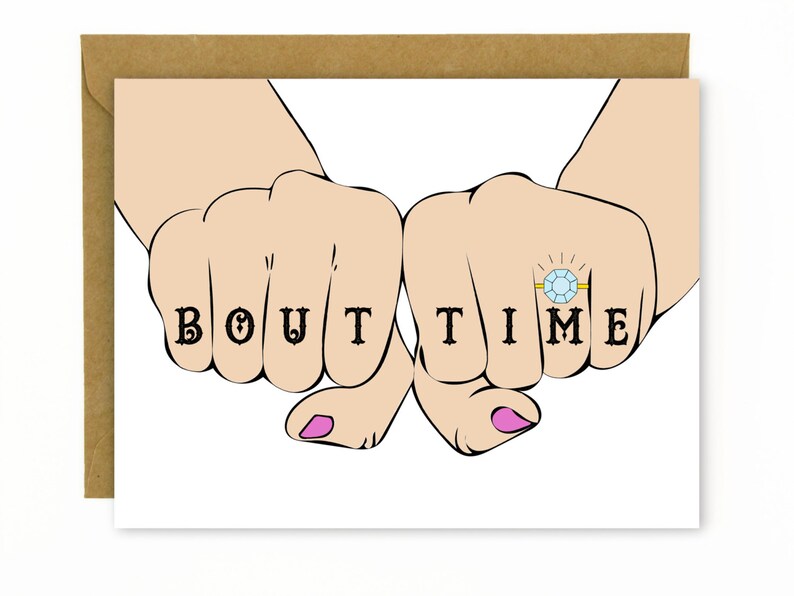 Funny Engagement Card / Funny Wedding Card / Engagement Congratulations / Diamond Ring Bout Time image 1