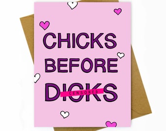 Grappige verjaardagskaart voor beste vriend / Grappige verjaardagskaart voor vriend / Kaart voor BFF / Beste vriend / Vriend verjaardag - Chicks Before D*cks