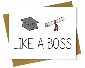 Funny Graduation Card / High School Graduation / Congratulations - Like a Boss