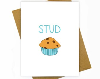 Funny Valentine's Day Card for Boyfriend, Husband / Sweet Valentine / Cute Valentine / Gay Valentine's Day Card / Same Sex - Stud Muffin