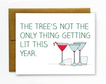 Funny Christmas Card - Holiday Drinking - Getting Lit