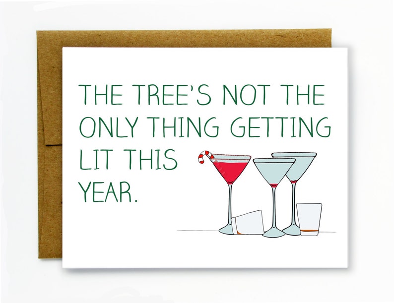 Funny Christmas Card Holiday Drinking Getting Lit image 1