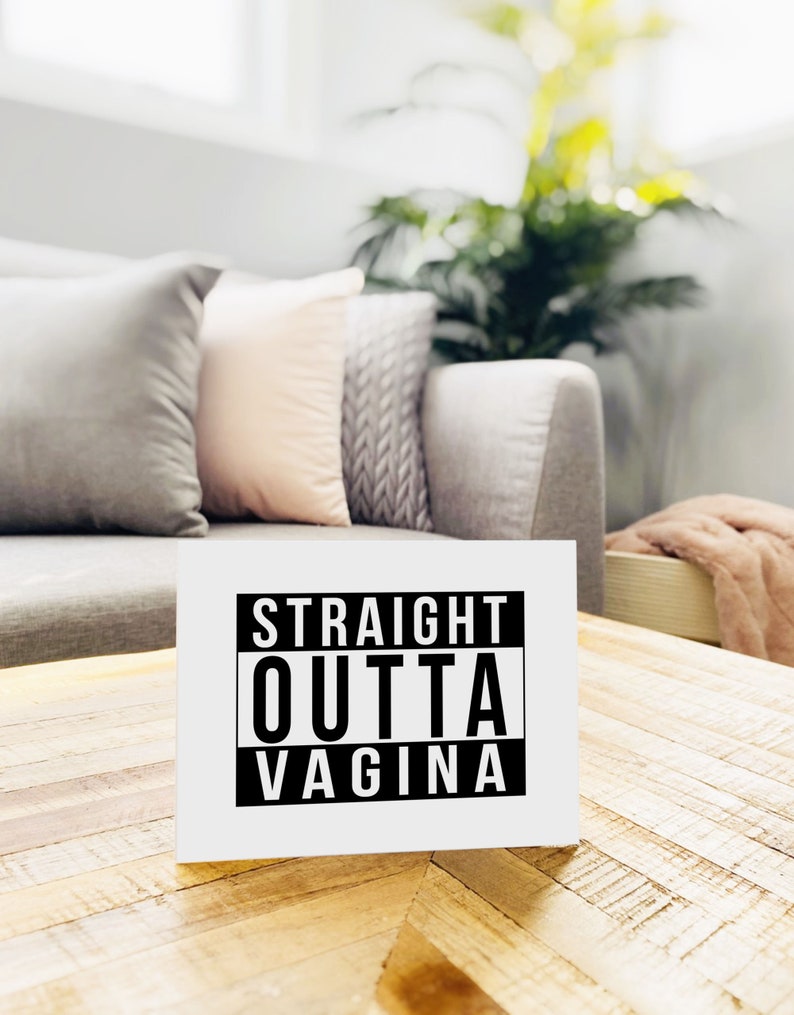 Pregnancy Card / New Baby / New Mom/ Baby Shower Card Straight Outta Vagina image 3