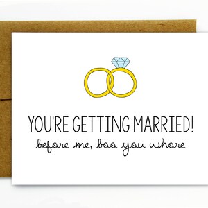Carte de fiançailles drôle / Carte de mariage drôle / Félicitations de fiançailles / Bague en diamant / Mean Girls - Boo You Whore