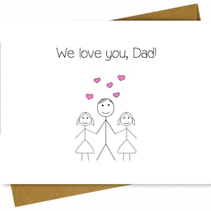 Fête des pères / Carte de fête des pères / Fête des pères / Carte d'enfants / We love Dad / Carte d'anniversaire de papa / Personnaliser - Je t'aime papa