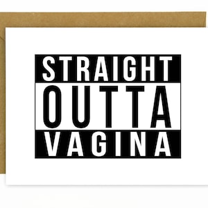 Pregnancy Card / New Baby / New Mom/ Baby Shower Card Straight Outta Vagina image 1