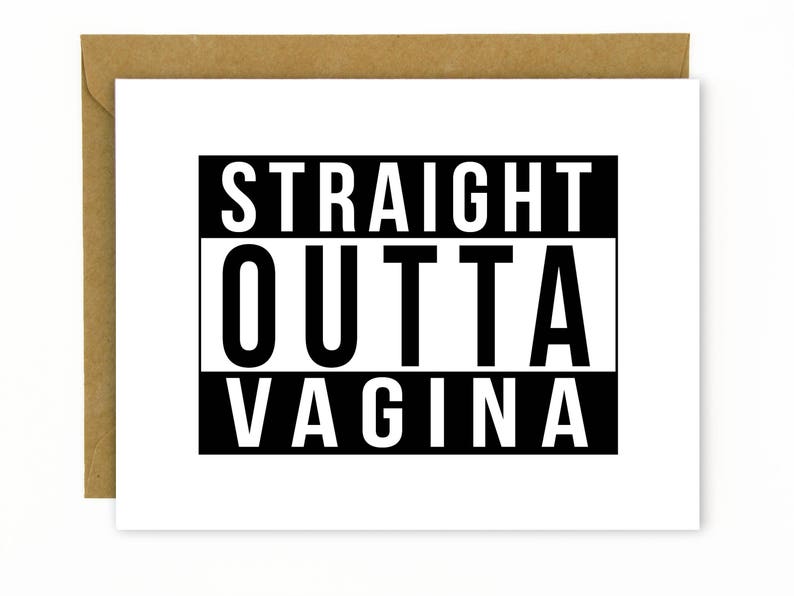 Pregnancy Card / New Baby / New Mom/ Baby Shower Card Straight Outta Vagina image 1