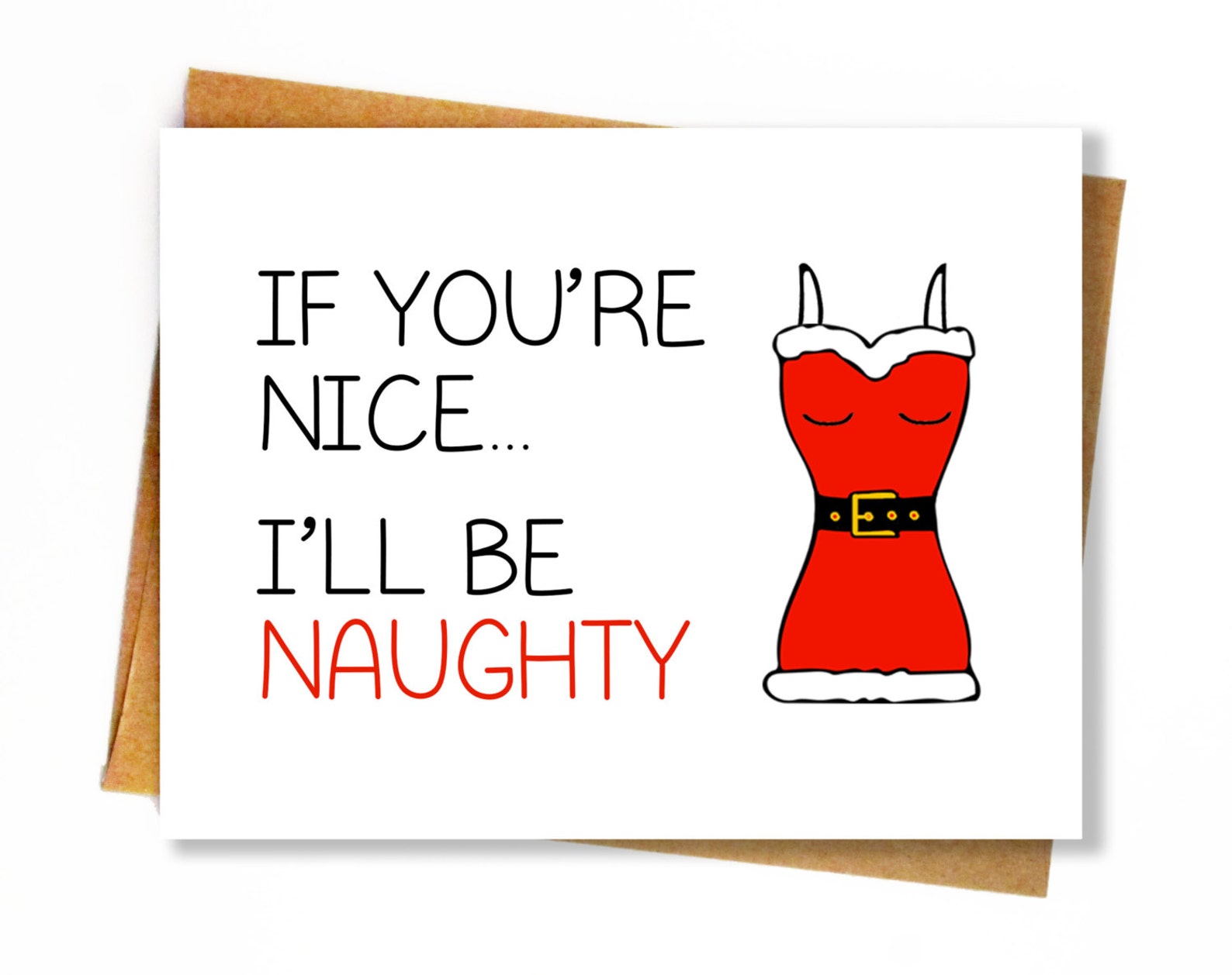 Sexy Christmas Card / Dirty Holiday Card - Naughty/Nice.