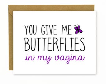 Naughty Anniversary Card for Boyfriend, Husband, Girlfriend / Dirty Birthday Card / Sexy / Lesbian Card / LGBT - Butterflies in my Vagina