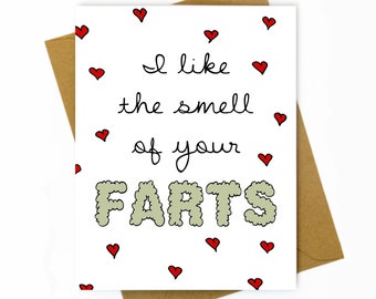 Funny Anniversary Card for Boyfriend, Girlfriend, Husband, Wife / Love Card / Funny Birthday Card Husband - I Like the Smell of Your Farts