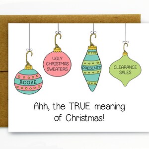 Carte de Noël drôle - carte de vœux - cadeaux/boire/pull de Noël moche - vrai sens de Noël