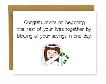 Carta di nozze divertente / regalo di nozze / congratulazioni di nozze / carta di denaro / rendere la pioggia
