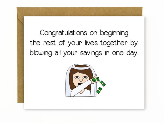 Funny We!   dding Card Wedding Gift Wedding Congratulations Money Card Make It Rain!    - 