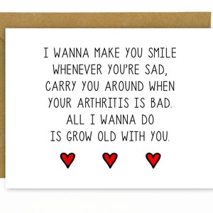 Cute Anniversary Card for Boyfriend, Husband, Girlfriend, Wife / Sweet Card / Love Card / Birthday Card / Wedding Singer Grow Old With You image 1
