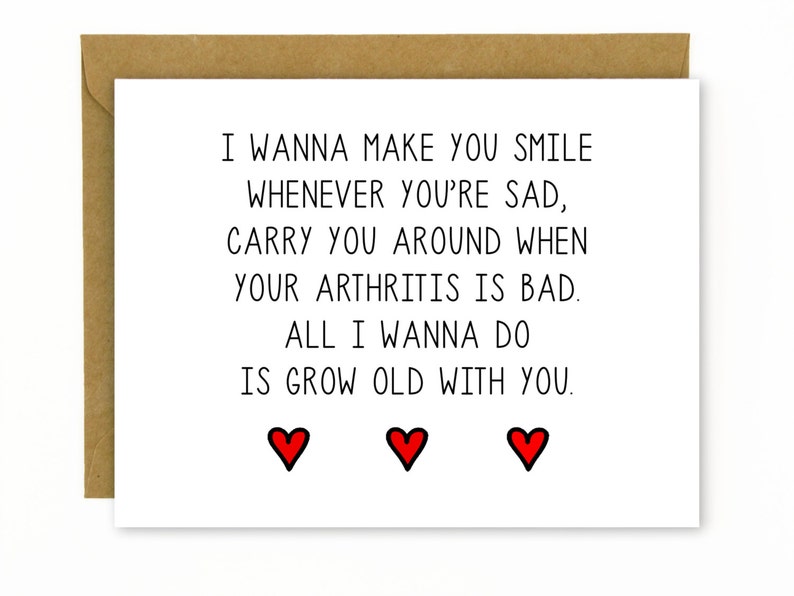 Cute Anniversary Card for Boyfriend, Husband, Girlfriend, Wife / Sweet Card / Love Card / Birthday Card / Wedding Singer Grow Old With You image 1