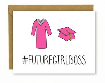 High School Abschluss Karte / College Abschluss Karte / Lustige Abschluss Karte - #Future Girl Boss