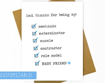 Father's Day / Dad Birthday Card - Thank You / Best Friend