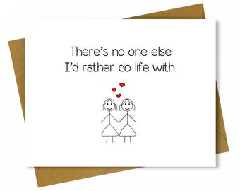 Lesbische Valentijnsdagkaart / Leuke lesbische Valentijnskaart / Gay Valentijnskaart / Beste vriend Valentijn / Same Sex Card / LGBT - Do Life With