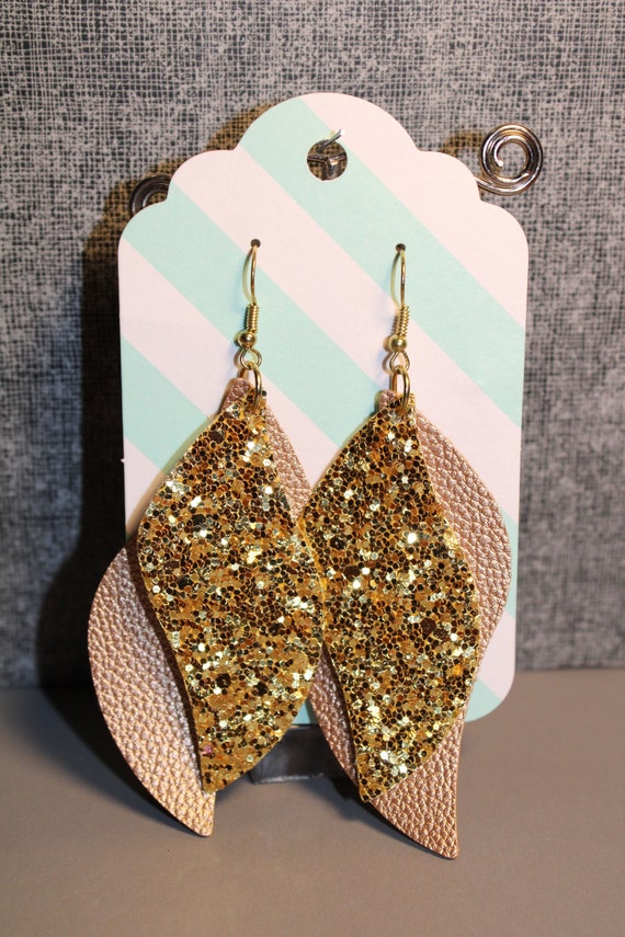 Faux Leather and Glitter Earrings