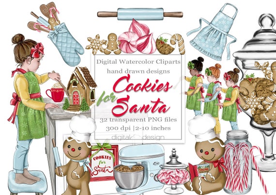 Christmas Cookie Clipart Baking Clip Art Planner Sticker Etsy