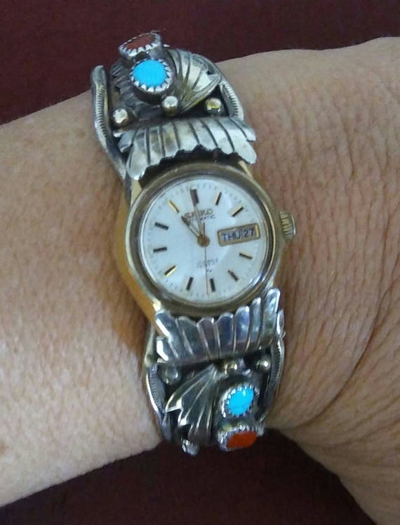 Native American Sterling Cuff With Ladies Seiko Watch - Etsy