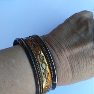 Vintage Jerry Cowboy Sterling & 12K GF Cuff Bracelet