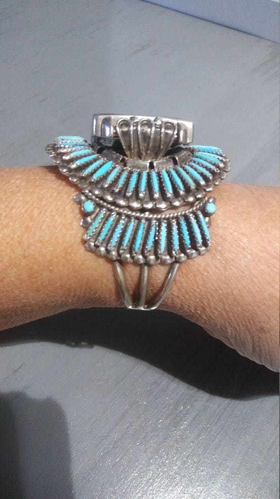 Zuni Sterling Needle Point Cuff And Ecclissi Watch - image 2