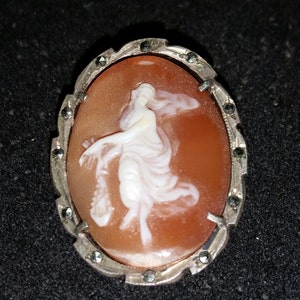 Victorian Silver, Marcasite and Carnelian Cameo