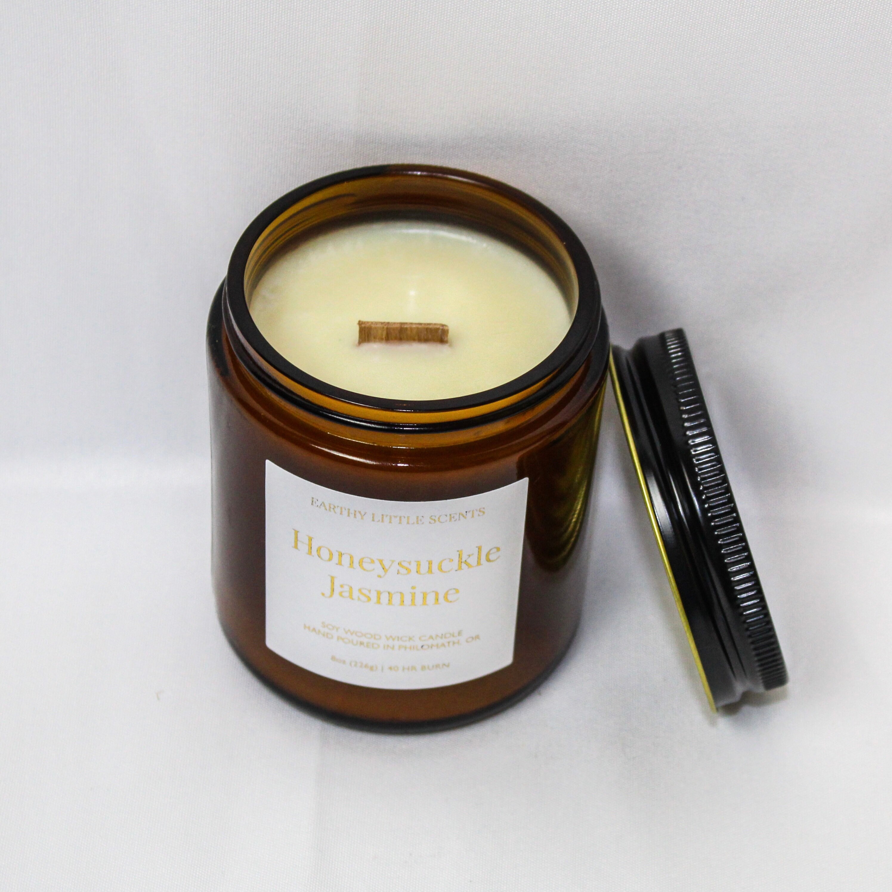 Honeysuckle Jasmine Soy Candle Hand Poured Wood Wick Etsy
