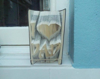 Book folding art pattern for I <3 Dad / I heart Dad / fathers day book fold