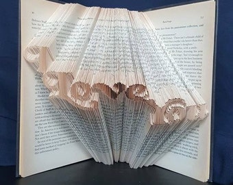 Book folding art pattern for I Love You