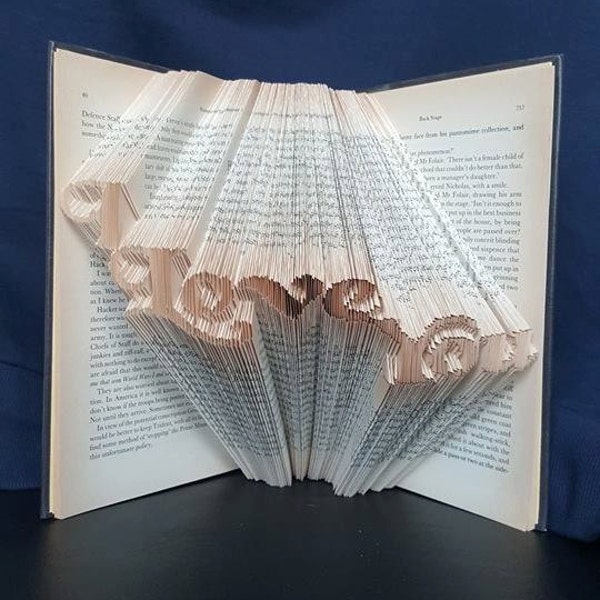 Book folding art pattern for I Love You