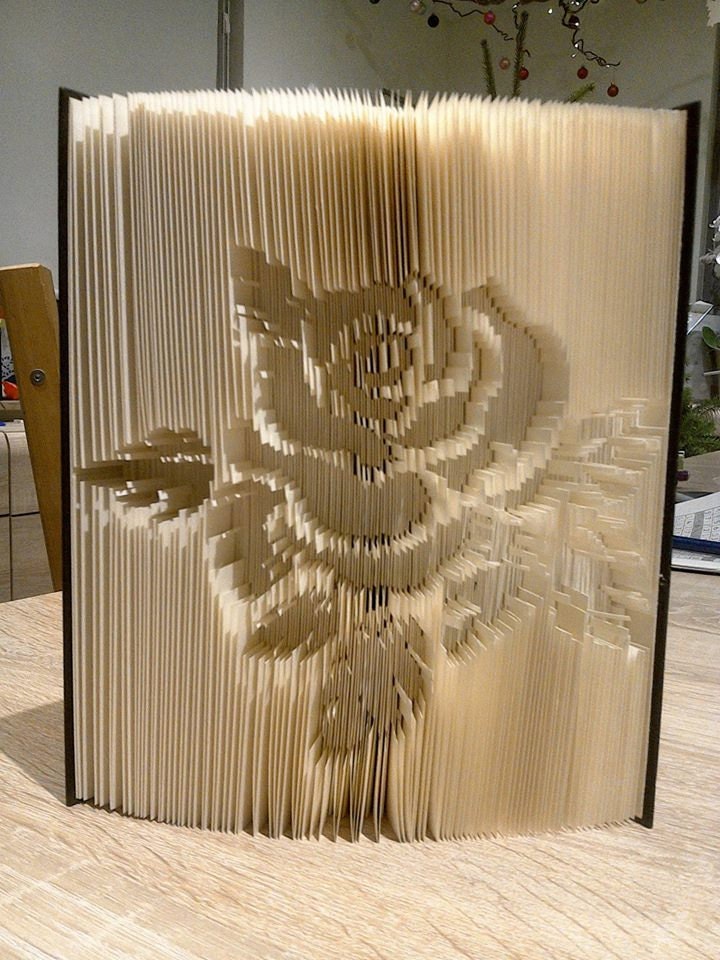 Papercraft Mark With Instructions Measure Fold Rose book folding art ...