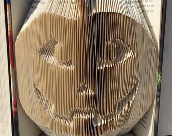 Book folding art pattern for a pumpkin