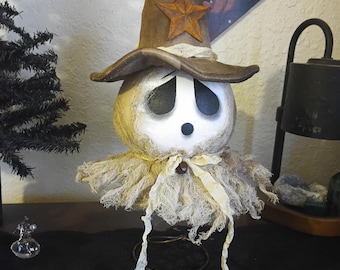 HALLOWEEN Folk Art Witch Ghostie Spring Nodder 13" ~ Primitive Handmade - Poppywise