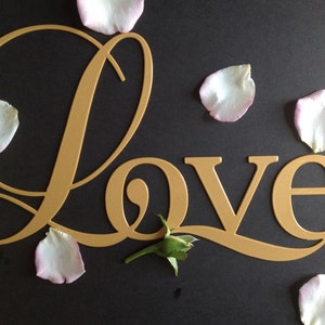 LOVE metal wall art sign, Love word wall decor, the word love in metal -black, gold and silver, wedding gift, girlfriend, fancy love sign