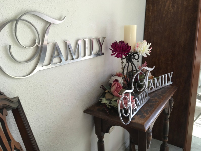 FAMILY Metal Art Sign, Family Metal Wall Art, Family Sign, Silver