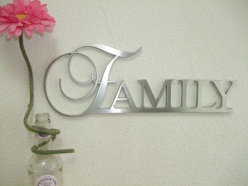 FAMILY Metal Art Sign, Family Metal Wall Art, Family Sign, Silver