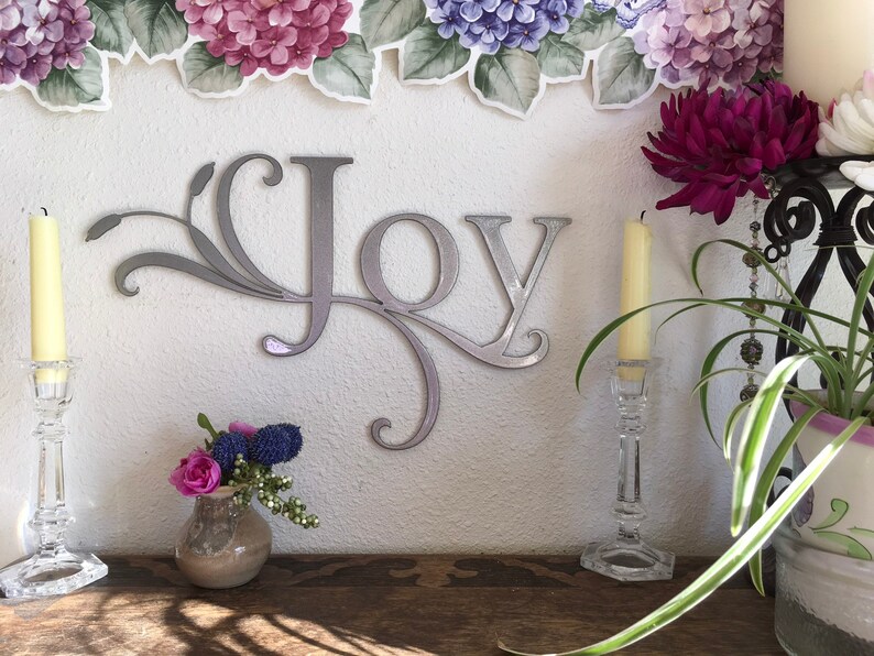 Joy Metal Art Word Sign Joy Sign to Hang on Wall Wall Decor Etsy