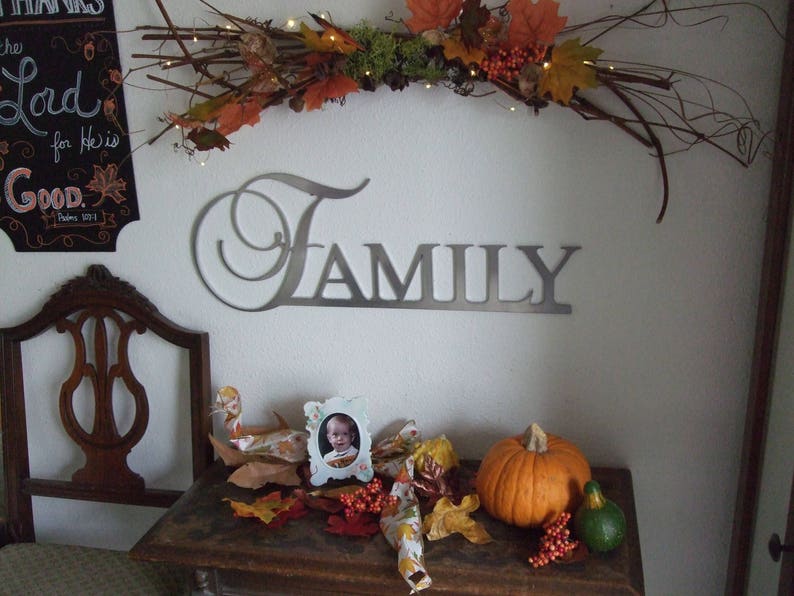 FAMILY Metal Art Sign, Family Metal Wall Art, Family Sign, Silver