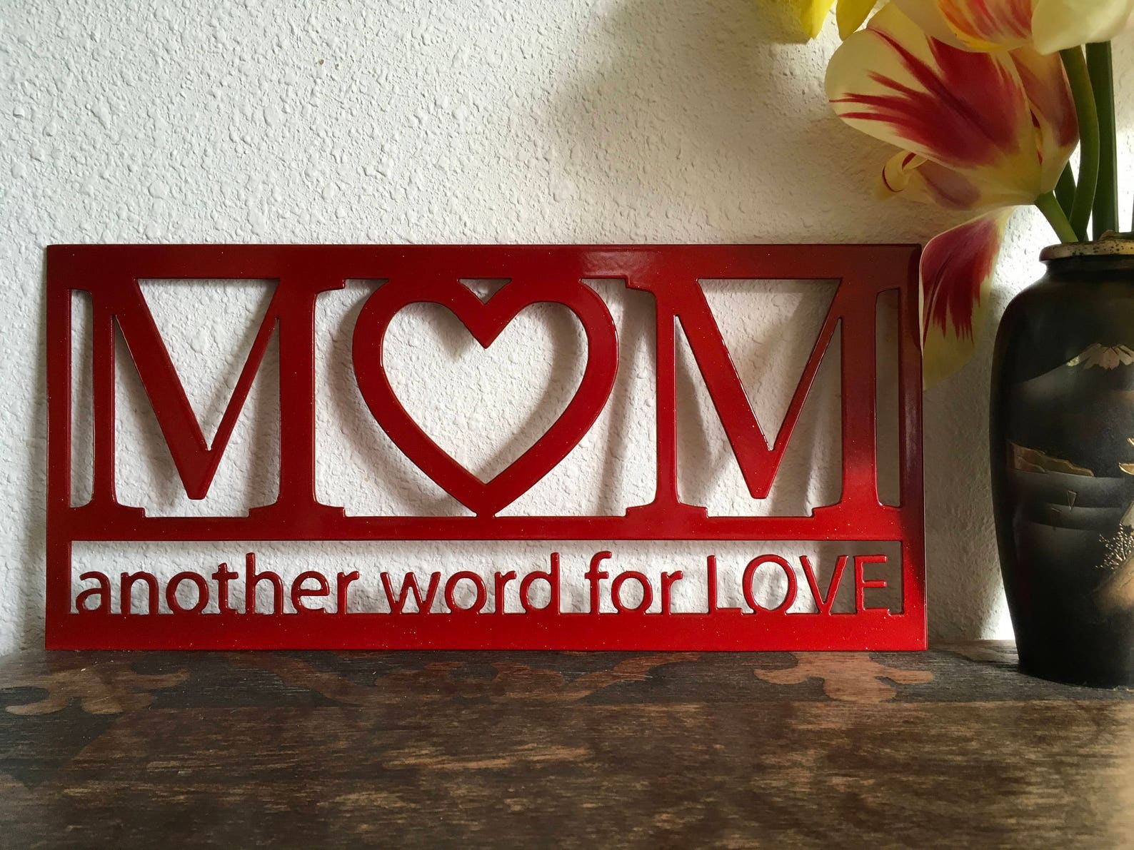 Buy Mom Sign Metal Wall Art, Mom Another Word for Love, Mother's Day