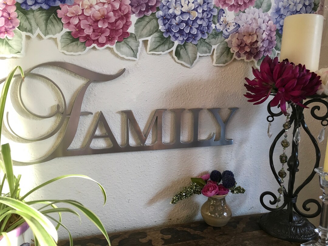 FAMILY Metal Art Sign, Family Metal Wall Art, Family Sign, Silver