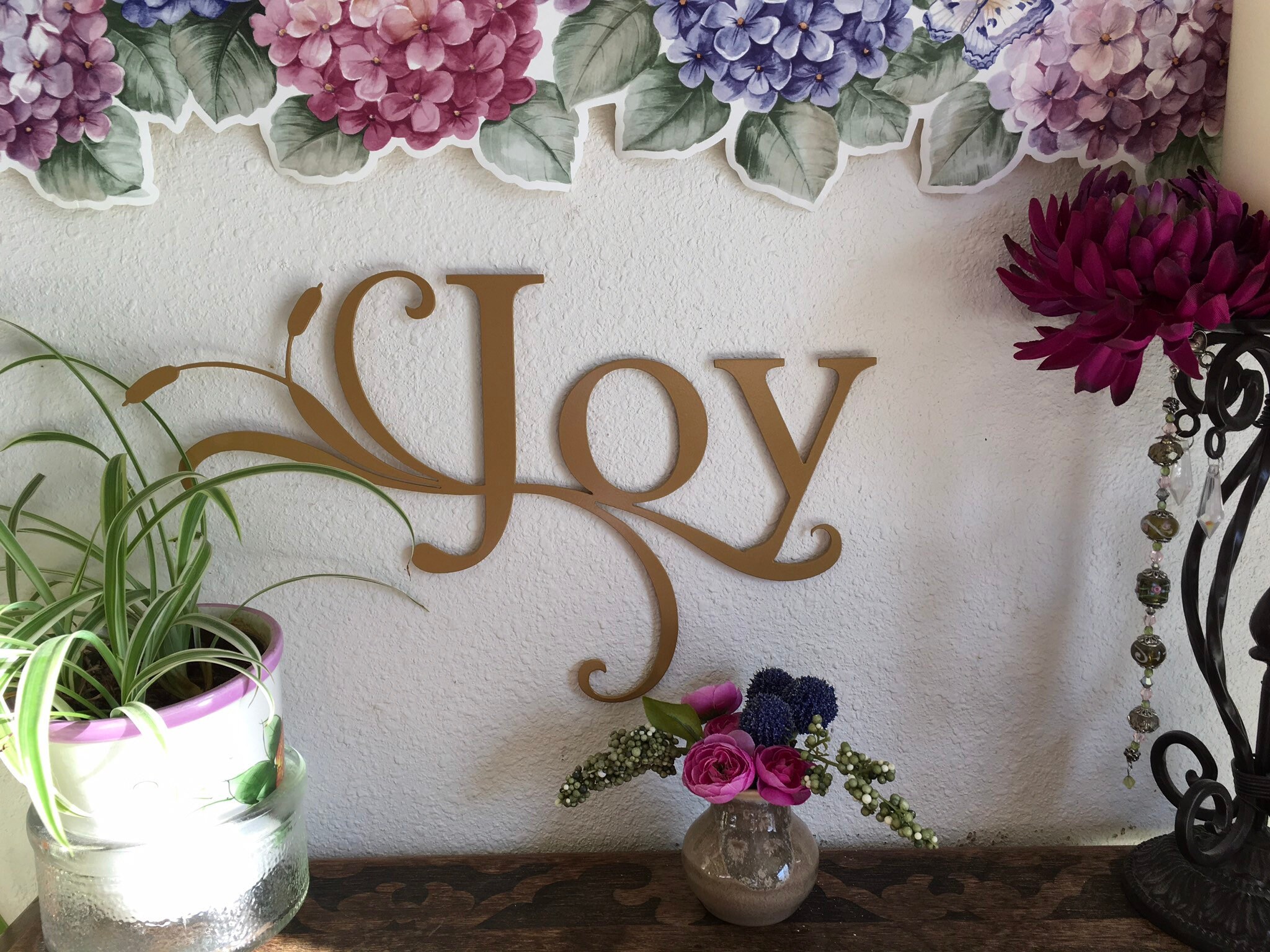 Joy metal art word sign joy sign to hang on wall wall decor Etsy