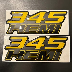 345 Hemi fender badges (pair) for Challenger/Charger/Durango/RAM/Grand Cherokee in Yellow