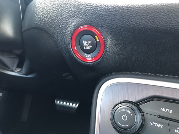 2015-Present Challenger/Charger Push Button Trim Ring In Red Black Honeycomb 2015-Present Challenger/Charger Push Button Trim Ring In Red Black Honeycomb
