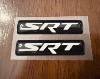 SRT keyfob badges for Challenger/Charger/Durango/300/Grand Cherokee in white (set of 2)