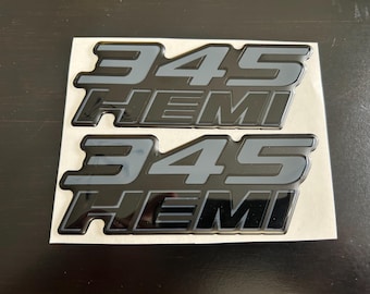 Emblemas 345 Hemi para guardabarros (par) para Challenger/Charger/Durango/RAM/Grand Cherokee en color blanco.